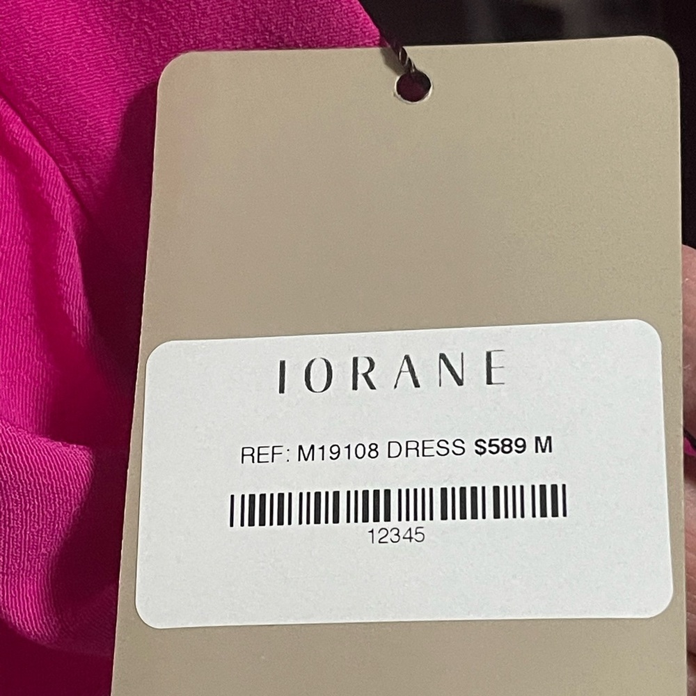 Iorane Pink Maxi Dress Open Front Tie Cutout Ruffle Hem NWT $589 Size M - Picture 5 of 6
